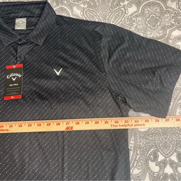 Callaway Mens XL Golf Polo Shirt Opti Dri Golf Club Chevron Pattern Black NWT - Picture 7 of 9